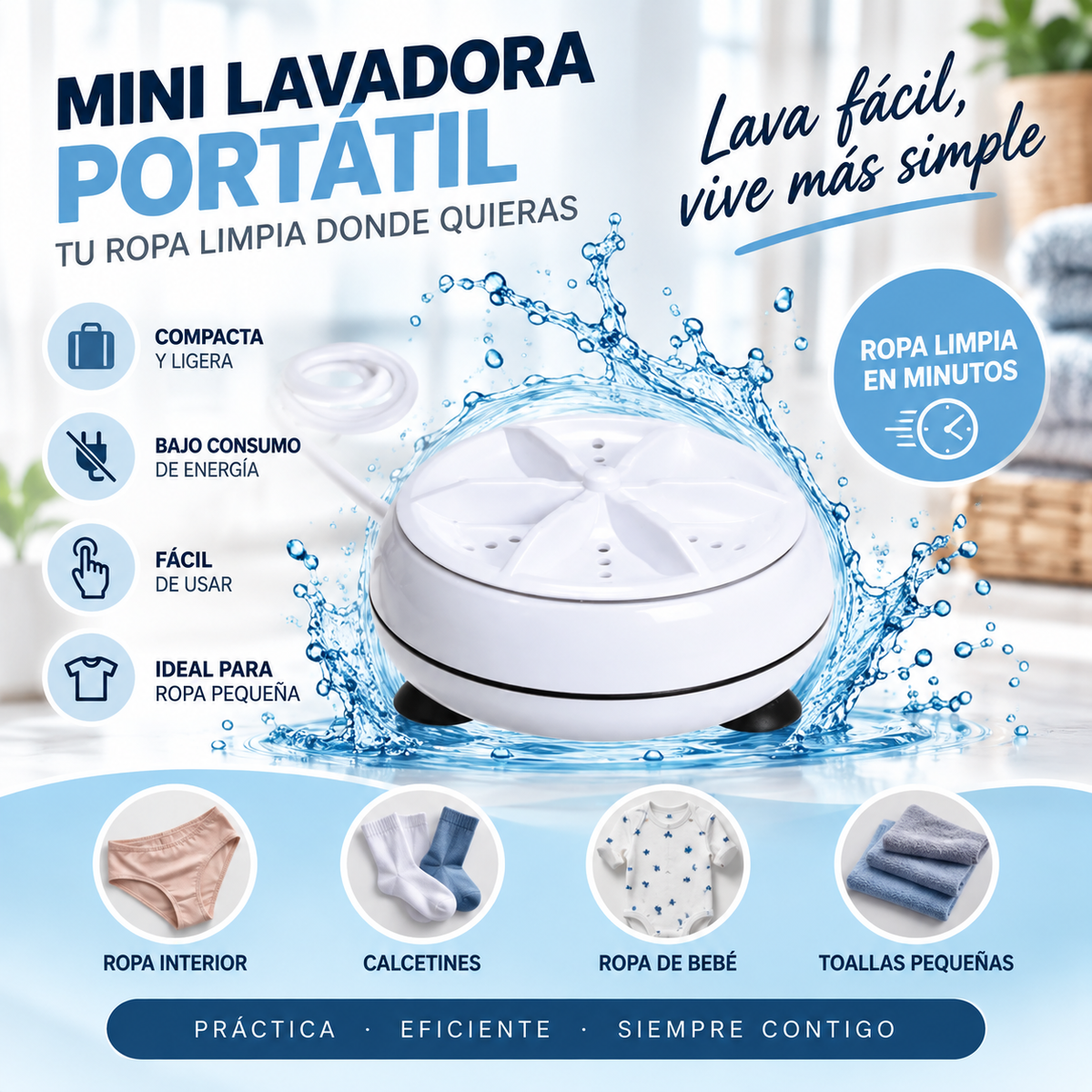 MINI LAVADORA PORTÁTIL | TU LAVADO MÁS SIMPLE