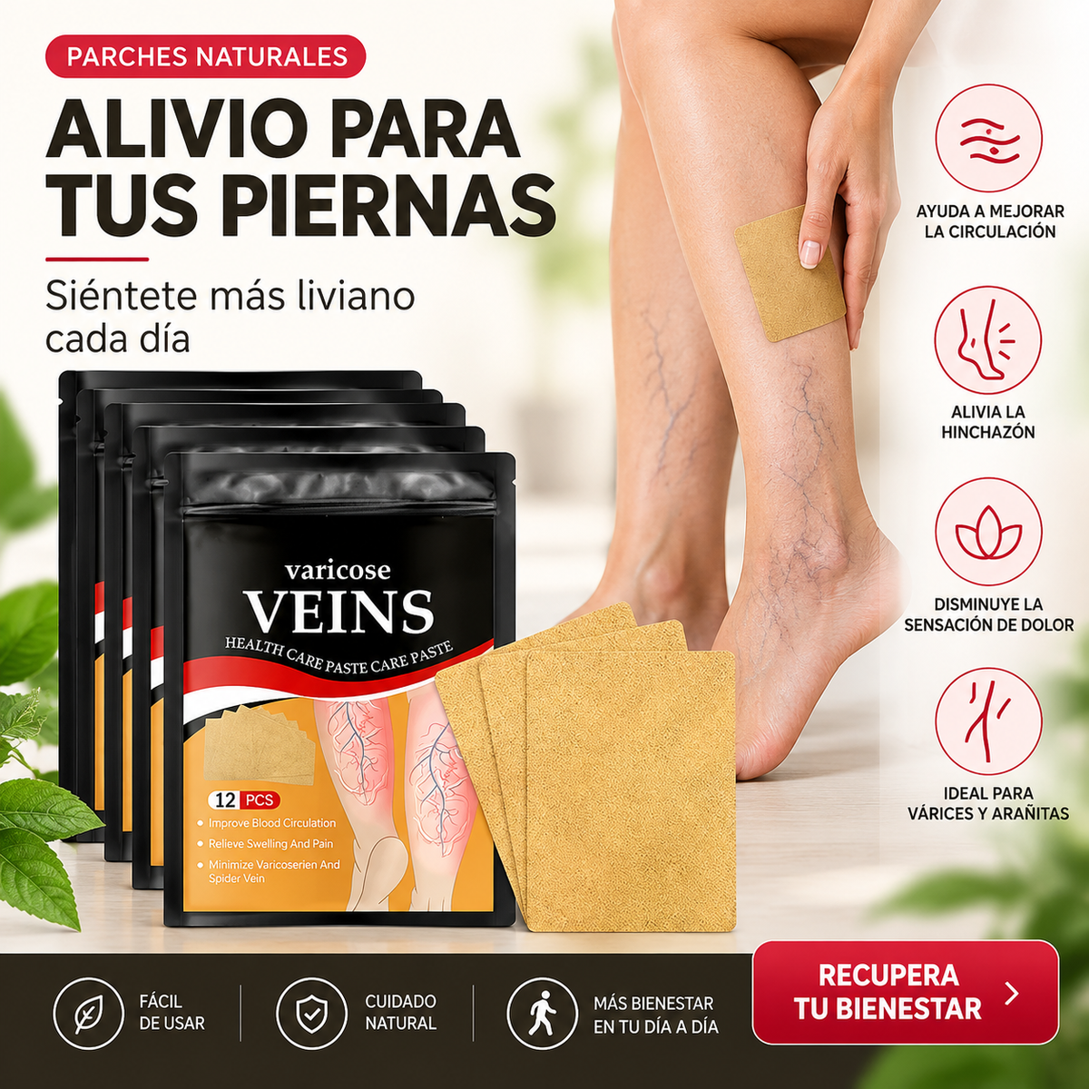 DALE UN DESCANSO A TUS PIERNAS | PACK 48 PARCHES VÁRICES